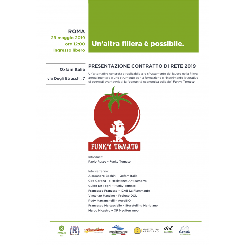 UN'ALTRA FILIERA È POSSIBILE, CONTRATTO DI RETE FUNKY TOMATO 2019