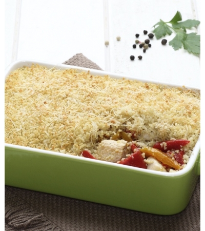 Crumble salato, pollo e peperoni 