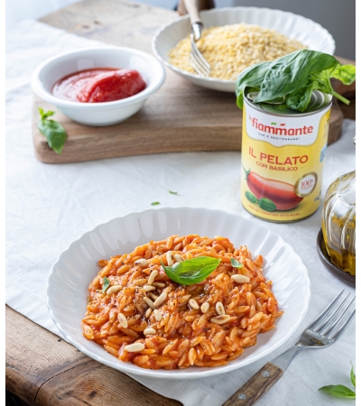 Risoni risottati pomodoro e basilico