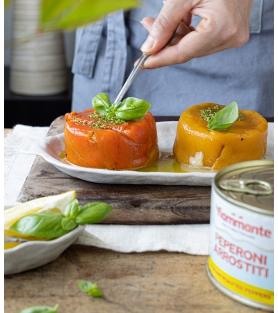 Peperoni arrostiti con alici e provola